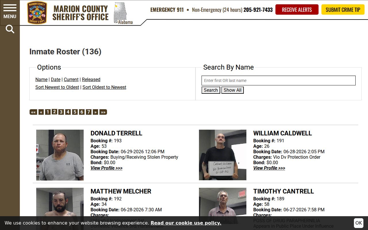 Marion County arrest records current inmate roster charge fields