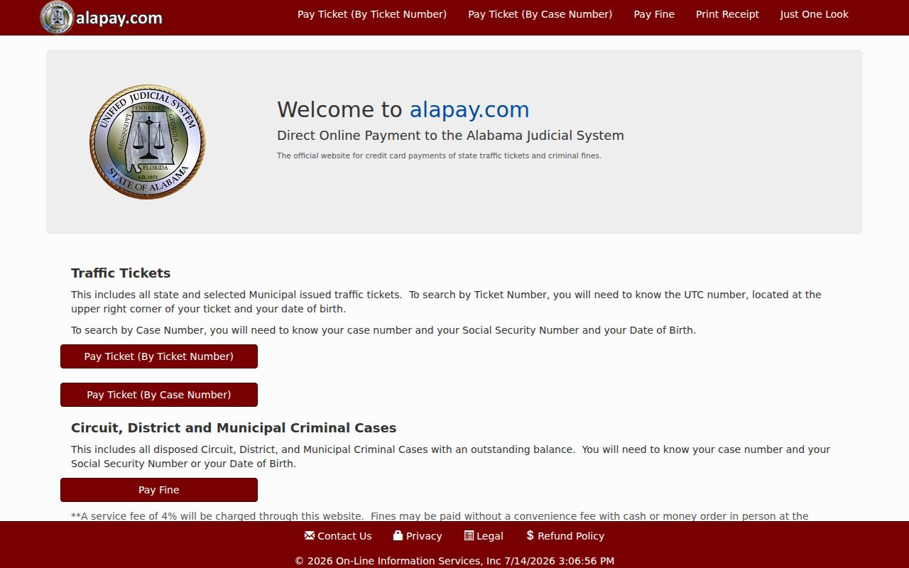 Marion County criminal court records AlaPay payment portal