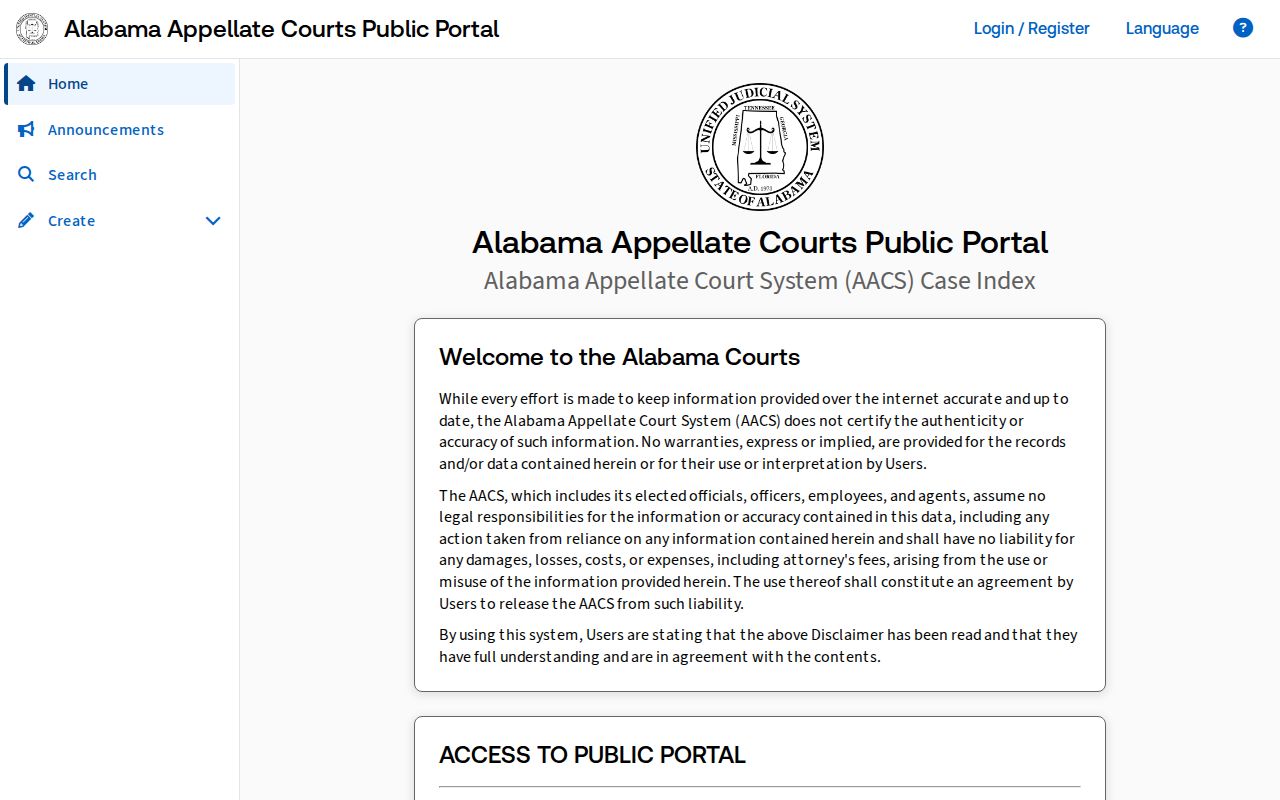 Marion County Court appeal records through the Alabama appellate portal
