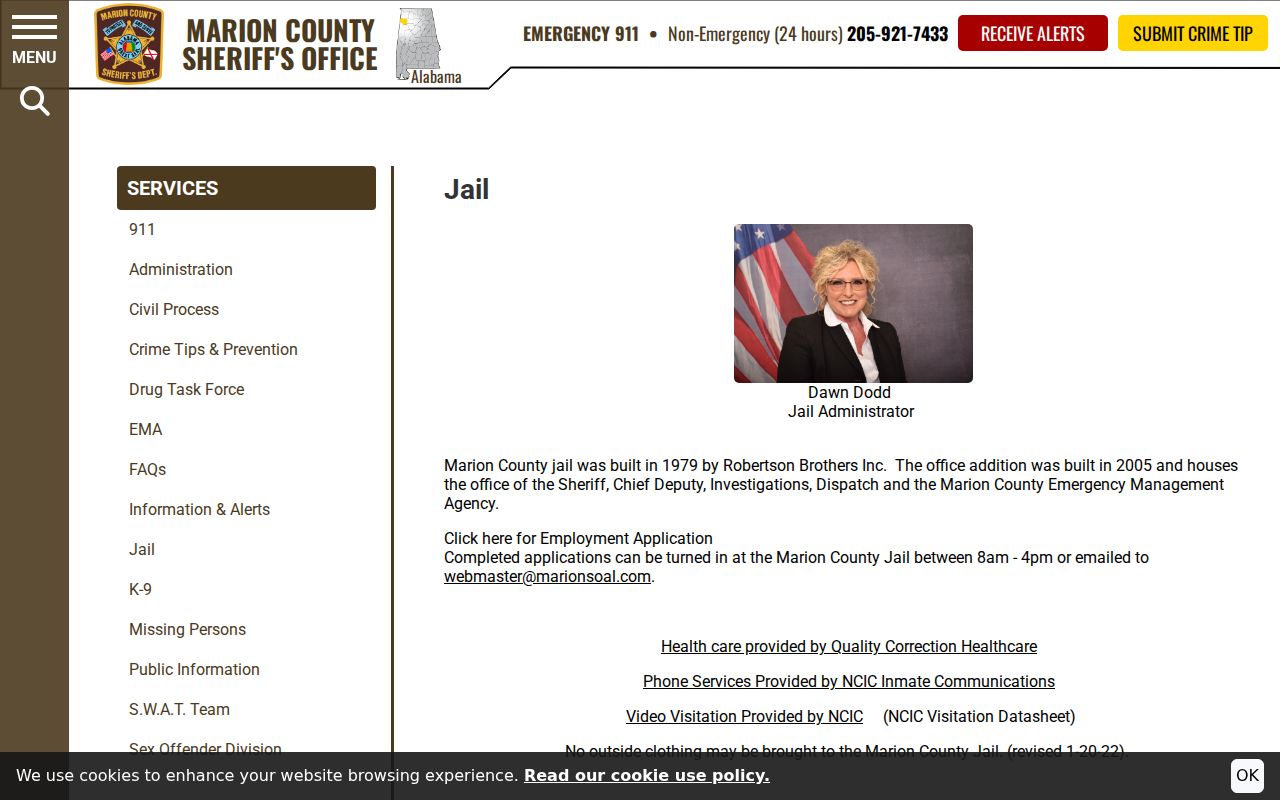 Marion County inmate jail operations page