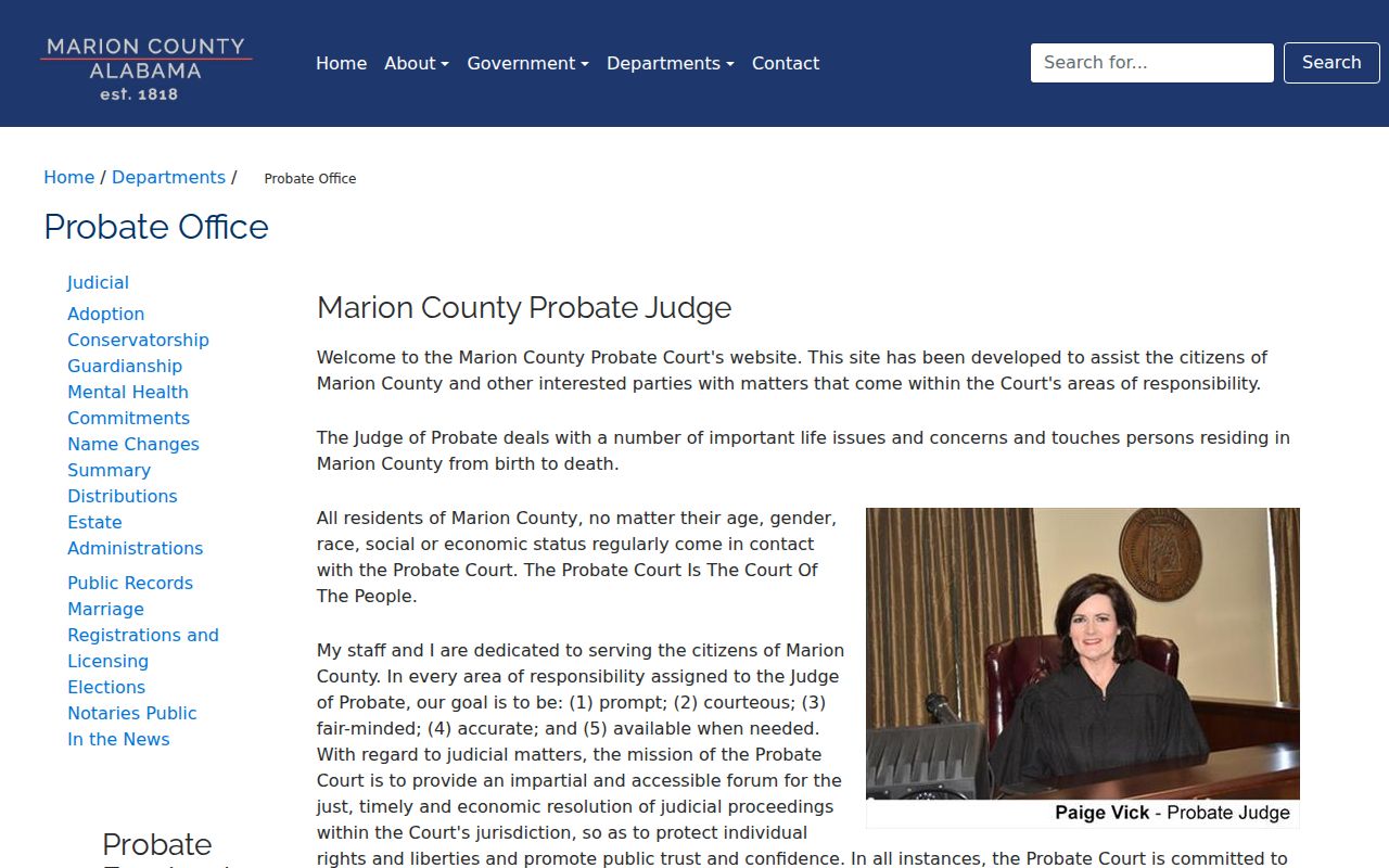 Marion County Probate Court office profile